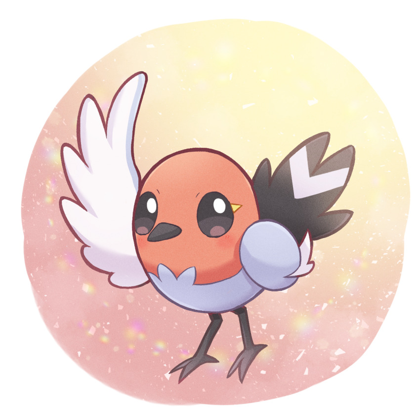 025sakura393 animal_focus bird border bright_pupils brown_eyes closed_mouth commentary_request fletchling full_body gen_6_pokemon highres looking_at_viewer nintendo no_humans pokemon pokemon_(creature) pokemon_focus solo white_border white_pupils