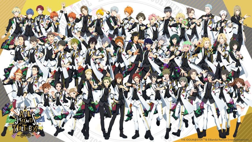 6+boys ahoge akai_suzaku akiyama_hayato akizuki_ryo akuno_hideo amagase_touma amamine_shu animal animal_on_shoulder aoi_kyosuke aoi_yusuke asselin_bb_ii beit_(idolmaster) black_hair blonde_hair boots braid brothers brown_hair c.first_(idolmaster) cafe_parade_(idolmaster) cat cat_on_shoulder child copyright_name dramatic_stars_(idolmaster) enjoji_michiru f-lags_(idolmaster) frame_(idolmaster) full_body fuyumi_jun glasses green_eyes green_hair grey_hair hair_between_eyes hanamura_shoma hanazono_momohito hazama_michio high_five high_x_joker_(idolmaster) highres himeno_kanon idol idolmaster idolmaster_side-m ijuuin_hokuto iseya_shiki jupiter_(idolmaster) kabuto_daigo kaerre kagura_rei kamiya_yukihiro kashiwagi_tsubasa kimura_ryu kitamura_sora kiyosumi_kuro kizaki_ren koron_chris kurono_genbu kuzunoha_amehiko legenders_(idolmaster) long_hair maita_rui male_focus mayumi_eishin mitarai_shouta mizushima_saki mofumofuen_(idolmaster) multicolored_hair multiple_boys nekoyanagi_kirio nyako_(idolmaster) official_art okamura_nao one_eye_closed open_mouth orange_hair pierre_bichelberger pink_hair red_hair s.e.m_(idolmaster) sai_(idolmaster) sakaki_natsuki sakuraba_kaoru shingen_seiji shinonome_soichiro siblings smile streaked_hair stuffed_animal stuffed_frog stuffed_toy tachibana_shiro_(idolmaster) taiga_takeru takajo_kyoji tendo_teru the_kogado_(idolmaster) tsukumo_kazuki tsuzuki_kei twins twintails uzuki_makio wakazato_haruna watanabe_minori yamashita_jiro