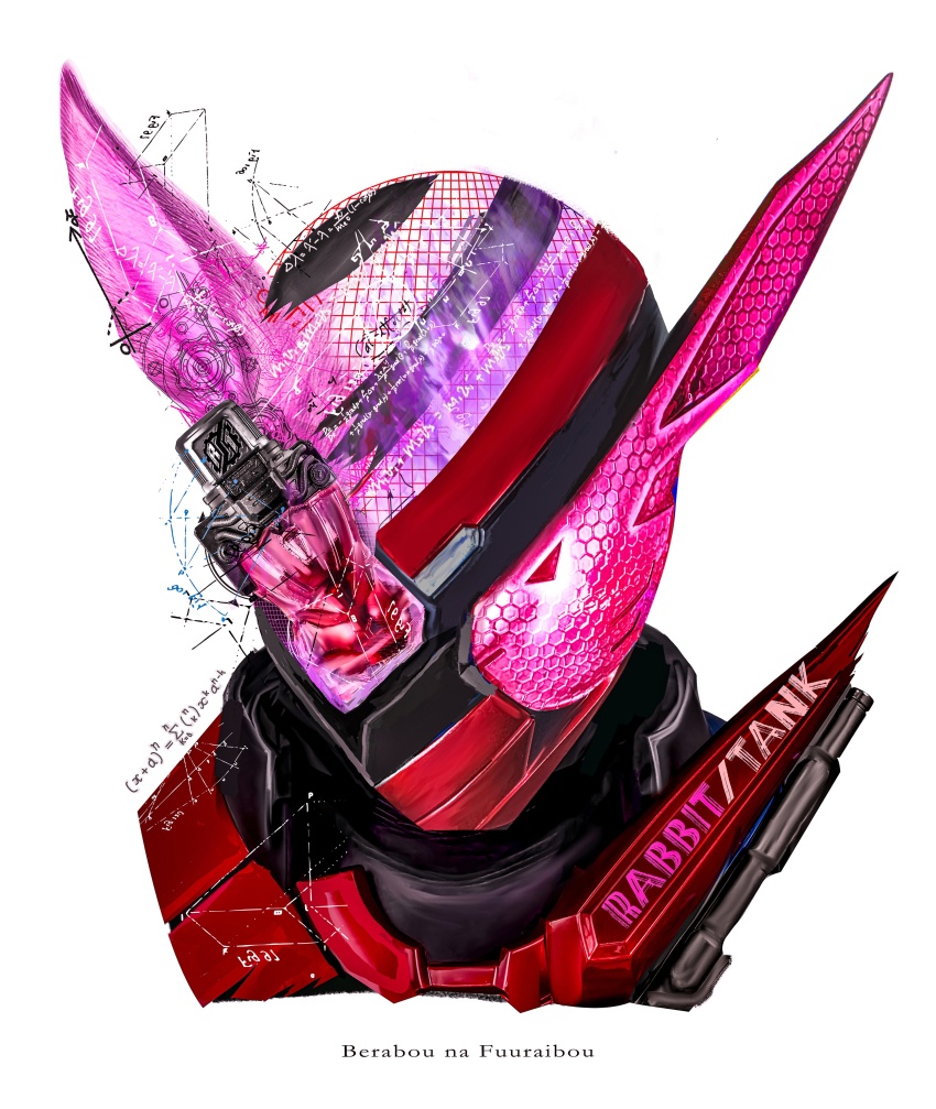 1boy absurdres animal_ears cropped_head fullbottle highres kamen_rider kamen_rider_build kamen_rider_build_(series) male_focus math obakelope0530 portrait rabbit+tank_form rabbit_ears rabbit_fullbottle white_background