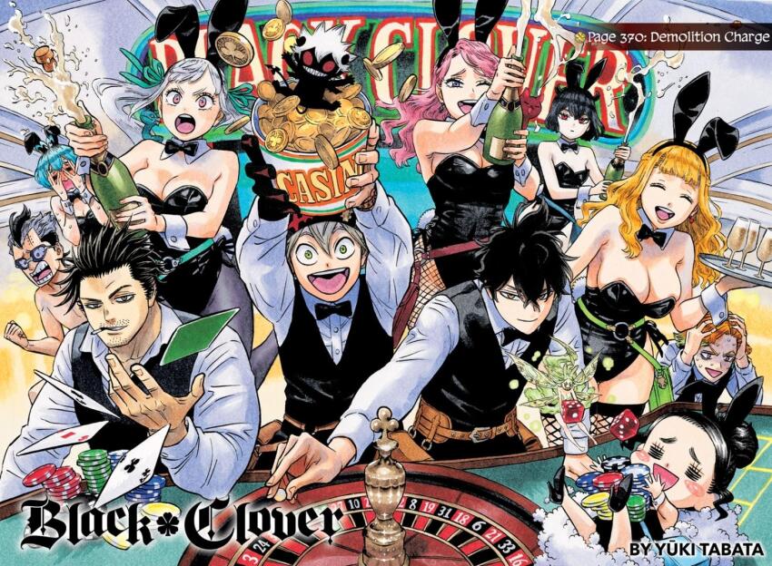 alcohol animal_ears asta_(black_clover) black_clover black_hair blonde_hair blue_hair breasts card casino champagne charmy_pappitson cleavage closed_eyes dice fishnet_pantyhose fishnet_thighhighs fishnets green_eyes grey_(black_clover) large_breasts leotard long_hair looking_at_viewer mimosa_vermillion multiple_boys multiple_girls noelle_silva official_art pantyhose pink_eyes pink_hair playboy_bunny playing_card purple_eyes rabbit_ears red_eyes secre_swallowtail small_breasts tabata_yuuki thick_thighs thighhighs thighs vanessa_enoteca yami_sukehiro yuno_(black_clover)