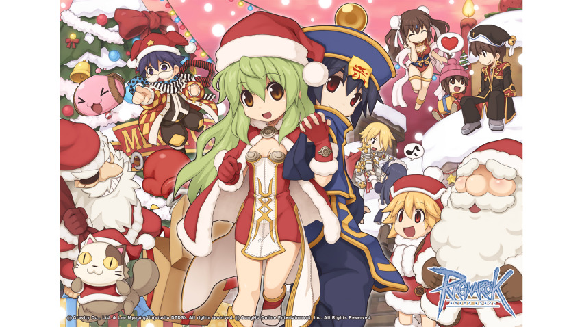 4girls 6+boys :3 :d alice_(ragnarok_online) alternate_color antonio_(ragnarok_online) argyle_clothes argyle_coat armored_boots baggy_pants beanie beard bell black_coat black_eyes black_hair black_hat black_pants black_scarf black_vest blonde_hair blue_hat blue_scarf bongun boots boxing_gloves breasts brown_eyes candle cape cat christmas christmas_tree closed_mouth coat copyright_notice double_bun dress eyepatch facial_hair fake_facial_hair fake_mustache feet_out_of_frame foot_out_of_frame fur-trimmed_cape fur-trimmed_gloves fur_trim gauntlets gloves gold_trim green_hair green_maiden grey_footwear hagoromo hair_between_eyes hair_bun hair_over_one_eye hat hat_bell hat_ornament heart high_wizard_(ragnarok_online) highres holding_hands hook_hand interlocked_fingers jiangshi jingle_bell layered_dress leg_armor logo long_hair long_sleeves looking_at_viewer louise_(ragnarok_online) maid minstrel_(ragnarok_online) multicolored_coat multiple_boys multiple_girls mustache myst_case noah_hat_(ragnarok_online) official_art official_wallpaper open_mouth pants pink_hat pink_sky polka_dot polka_dot_scarf pom_pom_(clothes) poring priest_(ragnarok_online) purple_eyes purple_hair qingdai_guanmao ragnarok_online red_cape red_coat red_dress red_eyes red_footwear red_gloves red_hat red_scarf red_tabard rune_knight_(ragnarok_online) santa_claus santa_hat scarf shawl shoes short_dress short_hair sky slime_(creature) small_breasts smile snowing spiked_pauldrons spoken_heart star_(symbol) star_hat_ornament striped_clothes striped_scarf tabard thick_eyebrows twintails two-tone_coat two-tone_dress two-tone_footwear v-shaped_eyebrows vest white_dress white_footwear white_scarf yuichirou |_|