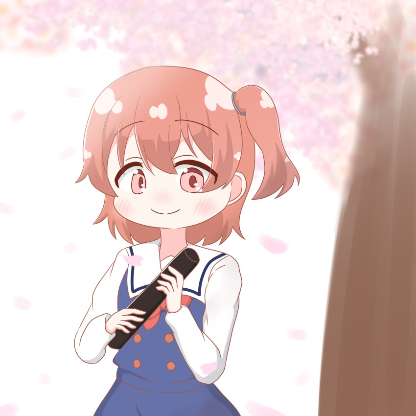 1girl brown_hair cherry_blossoms graduation highres hoshino_hinata side_ponytail watashi_ni_tenshi_ga_maiorita!