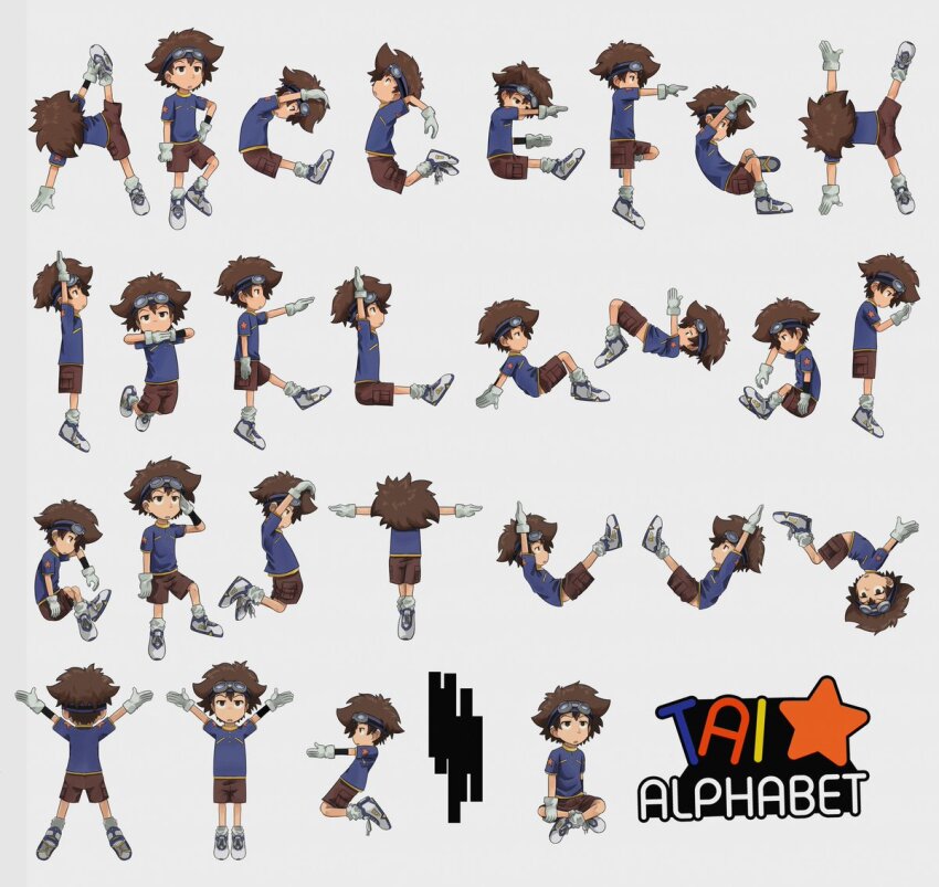 alphabet digimon expressionless goggles goggles_on_head short_hair simple_background star_(symbol) white_background yagami_taichi
