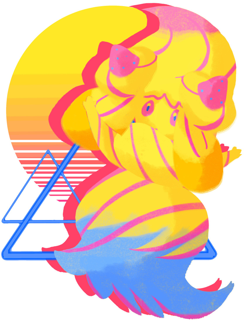 absurdres alcremie alcremie_(rainbow_swirl) alcremie_(strawberry_sweet) commentary creature english_commentary food fruit full_body gen_8_pokemon highres looking_at_viewer nintendo no_humans pokemon pokemon_(creature) purple_eyes ruderubicante simple_background solo strawberry white_background