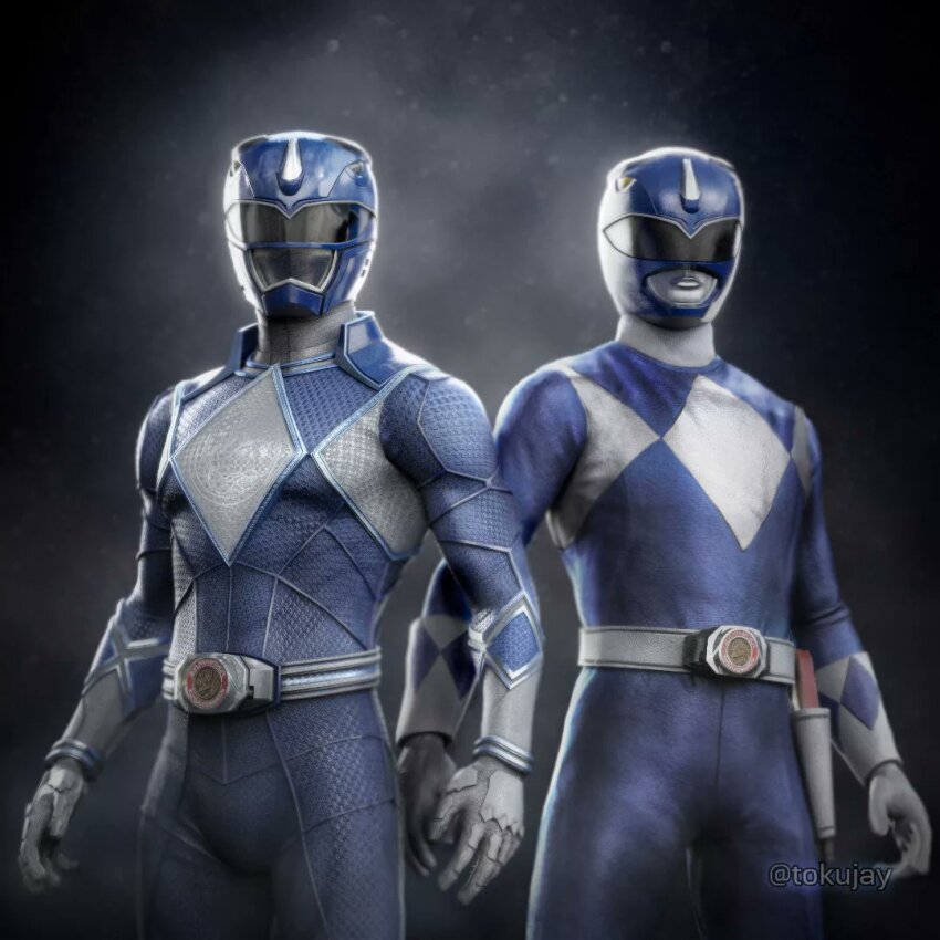 1boy 3d armor belt blue_bodysuit bodysuit dino_buckler gloves helmet mask mighty_morphin_blue_ranger mighty_morphin_power_rangers mighty_morphin_power_rangers:_once_&amp;_always power_rangers time_paradox tokujay tokusatsu tricera_ranger triceratops twitter_username white_gloves william_cranston