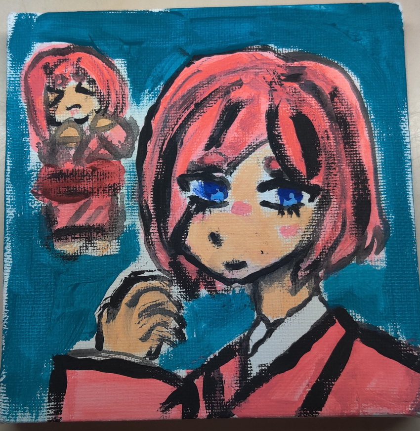 1girl canvas_(object) isekai_shikkaku painting_(medium) sacchan_(isekai_shikkaku) traditional_media