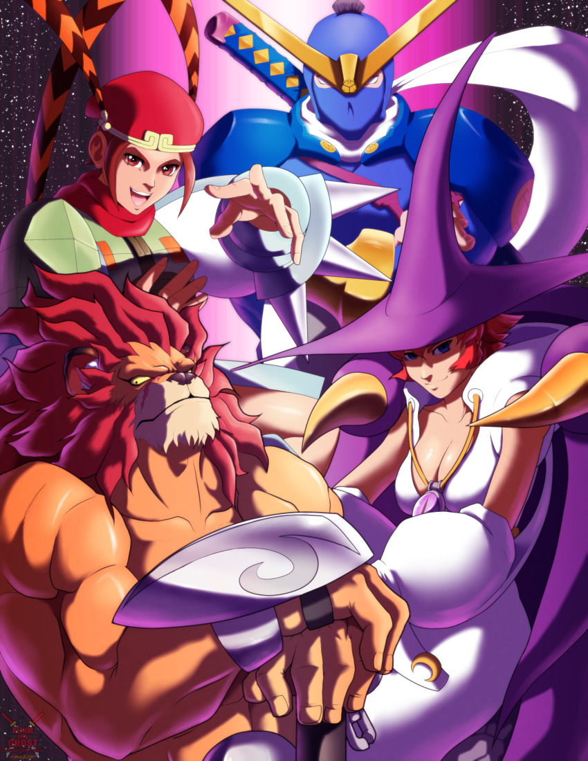 2boys 2girls absurdres capcom highres leo_(warzard) mukuro mukuro_(warzard) multiple_boys multiple_girls tabasa tao_(warzard) warzard
