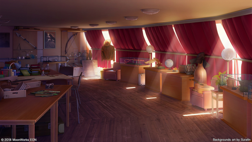 3d beatrice_(umineko) bipod bird book book_stack bow_(weapon) cabinet camera ceiling ceiling_light chair cup curtains desk_lamp drawer eagle eon fake_horns glass globe guitar helmet highres horned_helmet horns indoors instrument interior kill_la_kill lamp lamppost magazine_(object) no_humans original painting_(object) plate polearm scenery scissor_blade_(kill_la_kill) shadow skull spear statue sunlight surafin table tray umineko_no_naku_koro_ni wall weapon window window_shadow wooden_floor wooden_table
