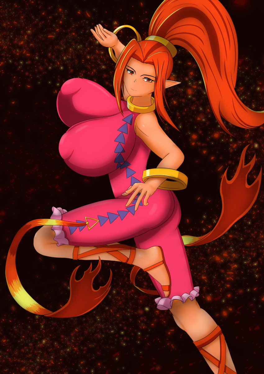 1girl ass breasts capcom chichishin din highres huge_breasts long_hair nintendo ponytail solo the_legend_of_zelda the_legend_of_zelda:_oracle_of_seasons