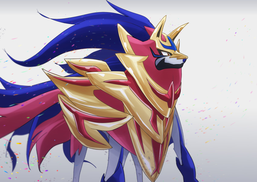 absurdres animal_ears armor game_freak gen_8_pokemon highres legendary_pokemon nikkado nintendo pokemon pokemon_(creature) simple_background solo standing tail white_background zamazenta zamazenta_(crowned)