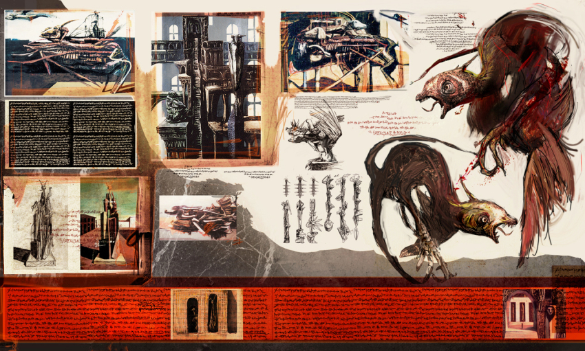 abstract blood fangs monster no_humans okapi open_mouth