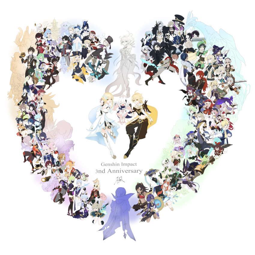 6+boys 6+girls absurdres aether_(genshin_impact) albedo_(genshin_impact) alhaitham_(genshin_impact) amber_(genshin_impact) animal_ears anniversary aranara_(genshin_impact) arataki_itto arlecchino_(genshin_impact) ayaka_(genshin_impact) azhdaha_(genshin_impact) baizhu_(genshin_impact) barbara_(genshin_impact) beidou_(genshin_impact) bennett_(genshin_impact) black_bow black_hair blonde_hair blubberbeast_(genshin_impact) blue_eyes blue_hair book bow braid breasts brown_gloves brown_hair candace_(genshin_impact) capitano_(genshin_impact) cat_tail character_request charlotte_(genshin_impact) chongyun_(genshin_impact) clorinde_(genshin_impact) closed_eyes collei_(genshin_impact) columbina_(genshin_impact) copyright_name cyno_(genshin_impact) dainsleif_(genshin_impact) dehya_(genshin_impact) diluc_(genshin_impact) diona_(genshin_impact) dori_(genshin_impact) dottore_(genshin_impact) dvalin_(genshin_impact) eula_(genshin_impact) everyone faruzan_(genshin_impact) fischl_(genshin_impact) flask flower freminet_(genshin_impact) furina_(genshin_impact) ganyu_(genshin_impact) genshin_impact glasses gloves gorou_(genshin_impact) green_eyes green_hair grey_hair guoba_(genshin_impact) hair_bow hair_flower hair_ornament hair_over_one_eye halo hat heart heterochromia highres hina_(genshin_impact) holding holding_book holding_flask holding_hands holding_tray holding_weapon horns hot hu_tao_(genshin_impact) jean_(genshin_impact) kaede_(kristallfantasie) kaedehara_kazuha kaeya_(genshin_impact) kamisato_ayato kaveh_(genshin_impact) kazuha&#039;s_friend_(genshin_impact) keqing_(genshin_impact) kirara_(genshin_impact) klee_(genshin_impact) kujou_sara kuki_shinobu layla_(genshin_impact) lisa_(genshin_impact) lumine_(genshin_impact) lynette_(genshin_impact) lyney_(genshin_impact) mask mask_on_head melusine_(genshin_impact) mika_(genshin_impact) mona_(genshin_impact) mouth_mask multicolored_hair multiple_boys multiple_girls nahida_(genshin_impact) navia_(genshin_impact) neuvillette_(genshin_impact) nilou_(genshin_impact) ningguang_(genshin_impact) noelle_(genshin_impact) one_eye_closed oz_(genshin_impact) paimon_(genshin_impact) pantalone_(genshin_impact) pierro_(genshin_impact) pink_hair pulcinella_(genshin_impact) purple_eyes purple_hair qiqi_(genshin_impact) raiden_shogun razor_(genshin_impact) red_eyes red_flower red_hair red_horns rosaria_(genshin_impact) sandrone_(genshin_impact) sangonomiya_kokomi sayu_(genshin_impact) scaramouche_(genshin_impact) shenhe_(genshin_impact) shikanoin_heizou sigewinne_(genshin_impact) signora_(genshin_impact) slime_(genshin_impact) sucrose_(genshin_impact) tail taroumaru_(genshin_impact) tartaglia_(genshin_impact) thoma_(genshin_impact) tighnari_(genshin_impact) tray unknown_god_(genshin_impact) v venti_(genshin_impact) wanderer_(genshin_impact) weapon white_hair wings wriothesley_(genshin_impact) xiangling_(genshin_impact) xiao_(genshin_impact) xingqiu_(genshin_impact) xinyan_(genshin_impact) yae_miko yanfei_(genshin_impact) yaoyao_(genshin_impact) yelan_(genshin_impact) yellow_eyes yoimiya_(genshin_impact) yuegui_(genshin_impact) yun_jin_(genshin_impact) zhongli_(genshin_impact)