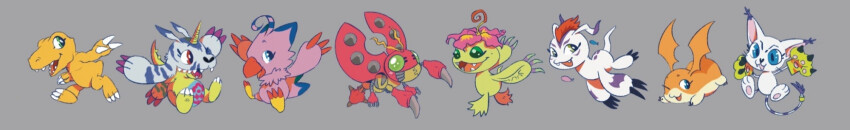 agumon bird bug cat digimon digimon_(creature) digimon_adventure:_(2020) gabumon gomamon palmon patamon petals piyomon tailmon tentomon wings