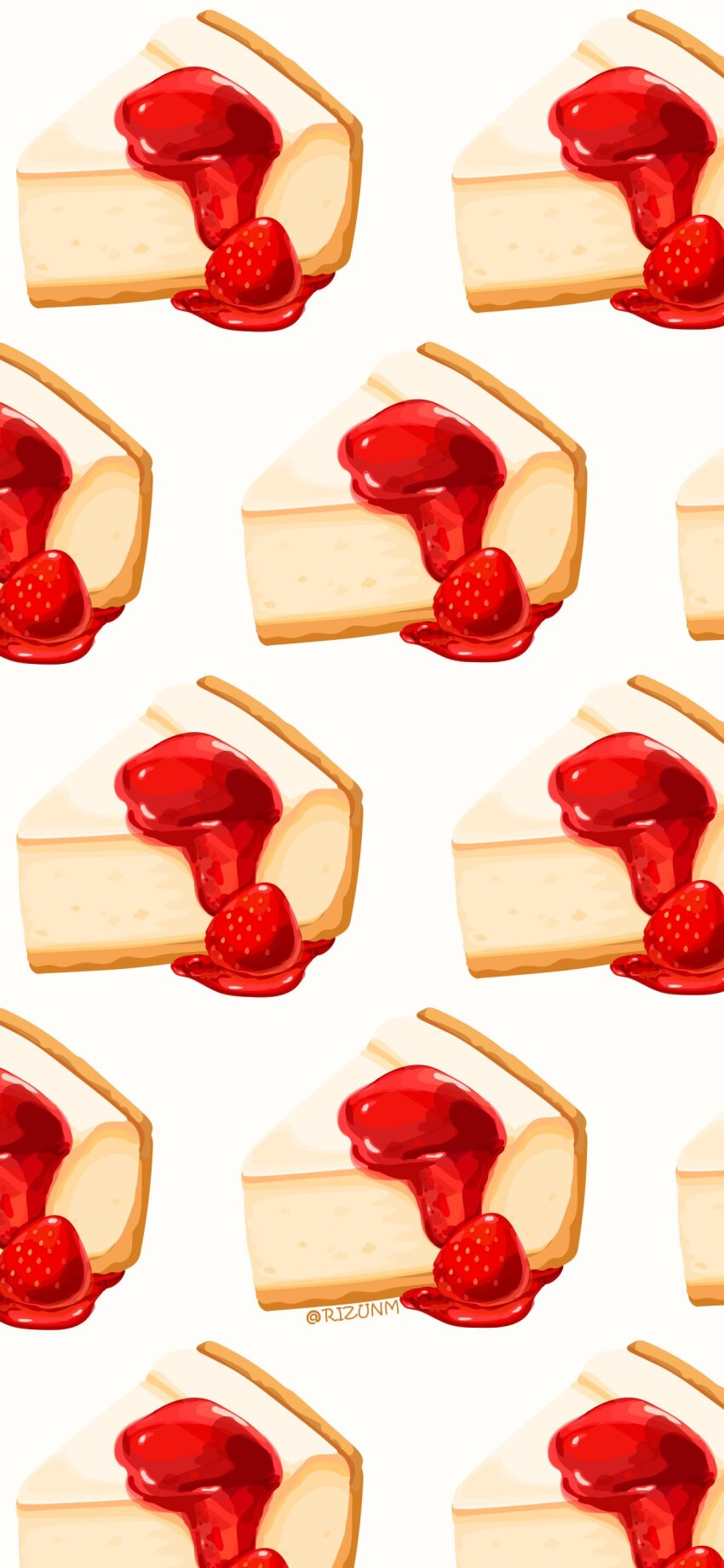 absurdres cake cake_slice cheesecake food food_focus fruit highres no_humans original rizu_(rizunm) simple_background strawberry strawberry_syrup white_background