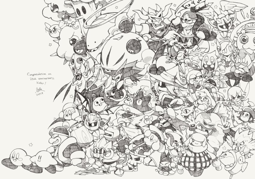 2boys 6+girls :o absolutely_everyone adeleine afterimage angel_wings animal animal_ears animal_hands anniversary annoyed apple armor ascot axe_knight_(kirby) bag baku_(baku325) bandaid bandaid_on_head bandana bandana_waddle_dee beak beanie belt_buckle belt_collar beret bird black_sclera blush_stickers boots bronto_burt brooch broom broom_riding buckle buttons cape captain_vul carrying_over_shoulder character_name chuchu_(kirby) claws claycia clenched_hand closed_eyes closed_mouth clothed_animal collar collared_cloak collared_dress collared_shirt colored_sclera commentary_request coo_(kirby) covered_mouth crystal dark_crafter dark_matter_(kirby) dark_matter_blade dark_meta_knight dark_mind dark_nebula daroach dated demon_wings disembodied_hand drawcia dress dual_persona ear_covers elline_(kirby) english_text everyone expressionless extra_eyes facial_hair fairy fairy_wings father_and_daughter fish flying food fruit fur-trimmed_robe fur-trimmed_sleeves fur_trim galacta_knight galaxia_(sword) gear_print gloves gooey_(kirby) greyscale grin gryll_(kirby) hair_over_eyes hair_ribbon hairband halo hammer hamster hand_on_hand hand_on_own_head hat hawk helmet high_collar highres holding holding_bag holding_crystal holding_hammer holding_hands holding_javelin holding_mace holding_paint_palette holding_paintbrush holding_polearm holding_sword holding_weapon horns huge_weapon japanese_clothes javelin_knight jester_cap jewelry kimono kine_(kirby) king_d-mind king_dedede kirby kirby_(series) kracko long_hair long_skirt long_sleeves long_tongue mace mace_knight magolor marx_(kirby) mask max_profitt_haltmann meta_knight military_hat miniskirt miracle_matter monochrome motion_lines mouse_(animal) multiple_boys multiple_girls mustache necklace nervous_sweating nightmare_(kirby) nintendo no_mouth one-eyed one_eye_closed open_mouth over_shoulder owl paint_palette paintbrush pauldrons pencil_skirt plaid_clothes plaid_dress pointing pointing_at_another pointy_footwear pointy_nose polearm polka_dot_headwear pom_pom_(clothes) pom_pom_beanie ribbon ribbon_(kirby) rick_(kirby) robe sabaton sailor_hat sailor_waddle_dee sarashi scarf scarfy shadow_kirby sharp_teeth shirt shooting_star_(symbol) short_hair shoulder_armor signature sitting skirt smile socks solid_eyes solid_oval_eyes spider_web_print spiked_hair spikes spread_wings squeak_(kirby) star_(symbol) star_dream straight_hair striped_clothes striped_headwear sunglasses susie_(kirby) sweat sword tac_(kirby) taranza tearing_up teeth thick_eyebrows tongue top_hat traditional_halo traditional_media tree triangle_print triangular_eyewear trident trident_knight two-tone_headwear v-shaped_eyes very_long_hair walking weapon weapon_over_shoulder whispy_woods wide-eyed wings witch_hat worm wrist_cuffs zero_(kirby) zero_two_(kirby)