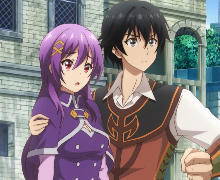 1boy 1girl breasts cleavage isekai_cheat_magician nishimura_taichi stitched tagme third-party_edit
