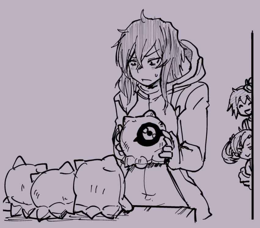 aiba_ami black_eyes black_hair blue_eyes coat digimon digimon_story:_cyber_sleuth goggles goggles_on_head hair_ornament hairpin kuramon long_hair medium_hair pink_hair red_hair sanada_arata shiramine_nokia sidetail twintails