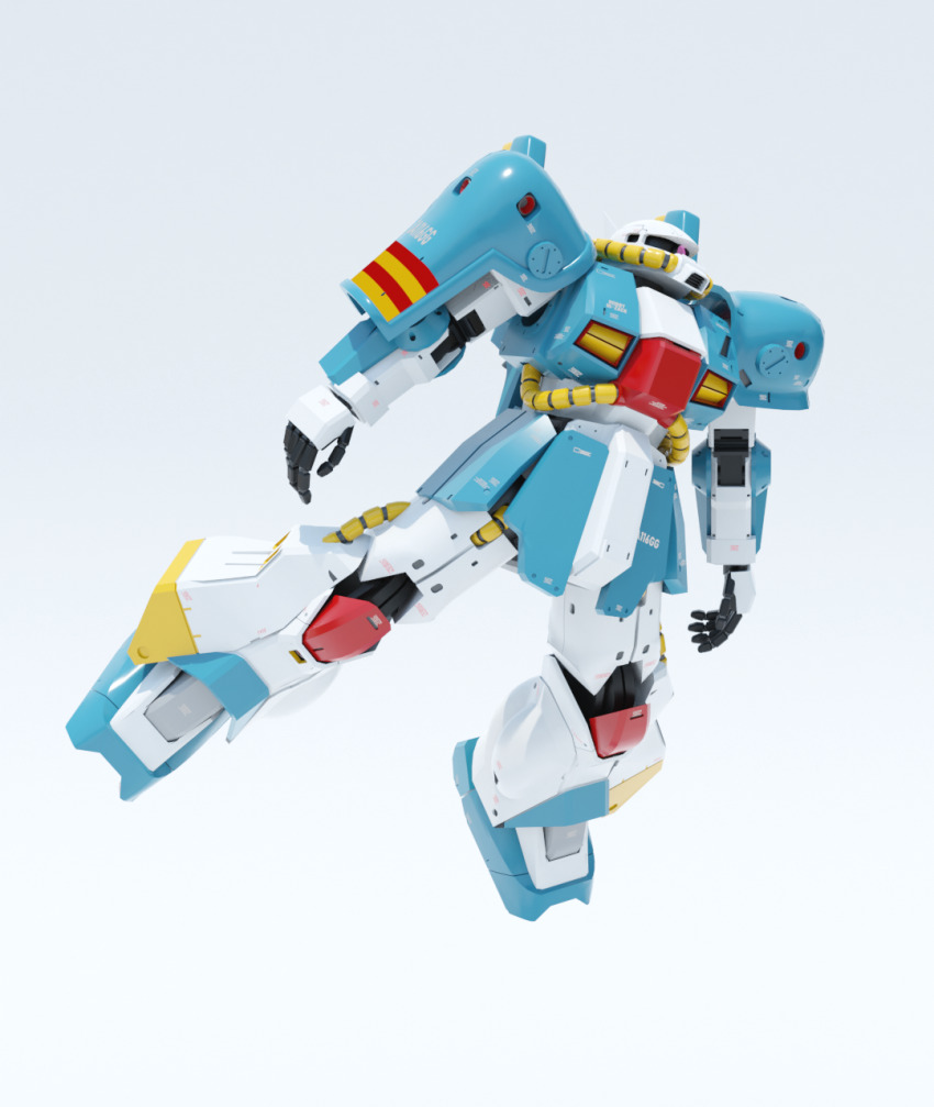 3d cable char&#039;s_counterattack color_variation commentary_request derivative_work exposed_internal_machinery fake_screenshot flying gassan_(7nan8ku) gundam highres hizack hobby_hizack machinery mecha mecha_focus mobile_suit one-eyed realistic redesign robot science_fiction thrusters vernier_thrusters white_background