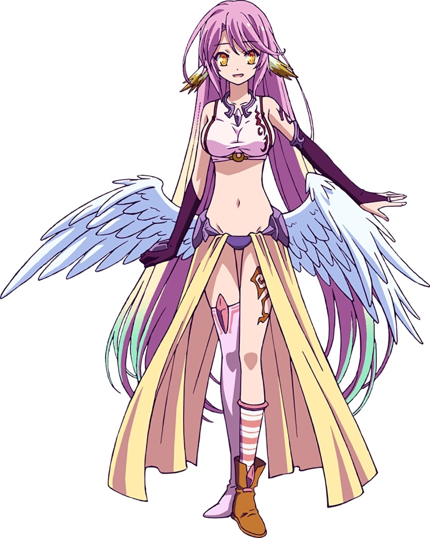 1girl angel_wings highres jibril_(no_game_no_life) midriff navel no_game_no_life official_art tagme tasaki_satoshi wings