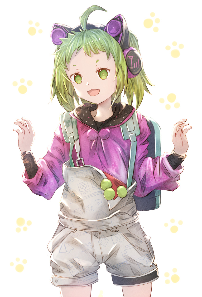 absurdres antenna_(dohna_dohna) fang headphones highres simple_background tagme