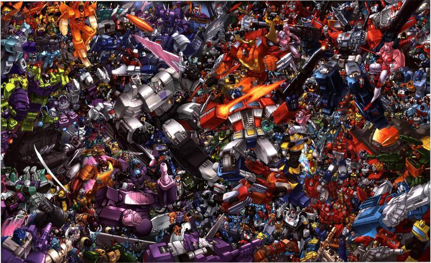 1980s_(style) 1990s_(style) 2004 abominus absolutely_everyone afterburner_(transformers) air_raid_(transformers) alpha_trion arcee ariel_(transforrmers) arm_cannon astrotrain axe bird blaster_(transformers) blitzwing bludgeon_(transformers) blue_eyes bluestreak_(transformers) blurr_(transformers) boar bombshell_(transformers) bonecrusher brawl_(transformers) brawn_(transformers) bruticus bumblebee_(pretender) bumblebee_(transformers) bumper_(transformers) buzzsaw_(transformers) canopy_(aircraft) chase_(transformers) chromedome chromia cindersaur clenched_hand clenched_hands cliffjumper combacticons computron condor constructicon cosmos_(transformers) cutthroat_(transformers) cyclonus devastator_(transformers) dinobots_(g1) dirge_(transformers) divebomb_(transformers) don_allan_figueroa doubledealer dragstrip dreadwind_(transformers) dreamwave dual_persona eject_(transformers) elita_one emblem everyone falcon firestar_(transformers) first_aid_(transformers) flail fortress_maximus full-tilt_(transformers) galvatron gattai gears_(transformers) glowing glowing_arm glowing_axe glowing_eye glowing_eyes glowing_sword glowing_weapon gnaw_(transformers) goldbug_(transformers) grapple_(transformers) grimlock groove group_picture gun hand_cannon hoist_(transformers) holding holding_gun holding_staff holding_sword holding_weapon hot_rod_(transformers) hot_spot_(transformers) hound_(transformers) hubcap_(transformers) huffer_(transformers) icepick_(transformers) insecticon ironhide jazz_(transformers) jetfire katana kickback_(transformers) kremzeek kup_(transformers) laserbeak leg_up lightspeed_(transformers) long_haul_(transformers) mecha megatron menasor metroplex mirage_(transformers) missile mixmaster moonracer morning_star motormaster nightbird_(transformers) no_humans nose_piercing nose_ring octane_(transformers) octopunch_(transformers) oldschool omega_supreme onslaught_(transformers) open_mouth optimus_prime overkill_(transformers) perceptor_(transformers) piercing pipes_(transformers) piranacon powerglide_(transformers) powermaster_optimus_prime predacons_(g1) predaking_(transformers) pretender_(transformers) protectobot prowl_(transformers) ramhorn ramjet rampage_(transformers) ratbat_(transformers) ravage_(transformers) razorclaw_(transformers) red_alert_(transformers) red_eyes retro_artstyle rewind_(transformers) rhinoceros ricochet_(transformers) roadbuster_(transformers) robot rodimus_prime runabout runamuck sai_(weapon) scavenger_(transformers) scorponok scourge_(transformers) scrapper_(transformers) seacon seaspray_(transformers) sharkticon sharp_teeth shockwave_(transformers) shrapnel_(transformers) shuriken sideswipe signature silverbolt six-gun_(transformers) sixshot_(transformers) skids_(transformers) sky_lynx skydive_(transformers) skywarp slag_(transformers) slingshot_(transformers) sludge_(transformers) smokescreen_(transformers) smokestack snapdragon_(transformers) snarl_(transformers) snarler_(transformers) soundwave_(transformers) springer_(transformers) staff starscream steeljaw_(transformers) streetwise stunticon sunstorm_(transformers) sunstreaker superion sureshot_(transformers) swerve_(transformers) swindle_(transformers) swoop_(transformers) sword tantrum_(transformers) technobots teeth terrorcons_(g1) thrust_(transformers) thundercracker thunderwing_(transformers) topspin_(transformers) tracks_(transformers) trailbreaker transformers transformers:_generation_1 trypticon twin_twist_(transformers) ultra_magnus weapon wheelie_(transformers) whirl_(transformers) windshield windshield_wiper wreck-gar yellow_eyes
