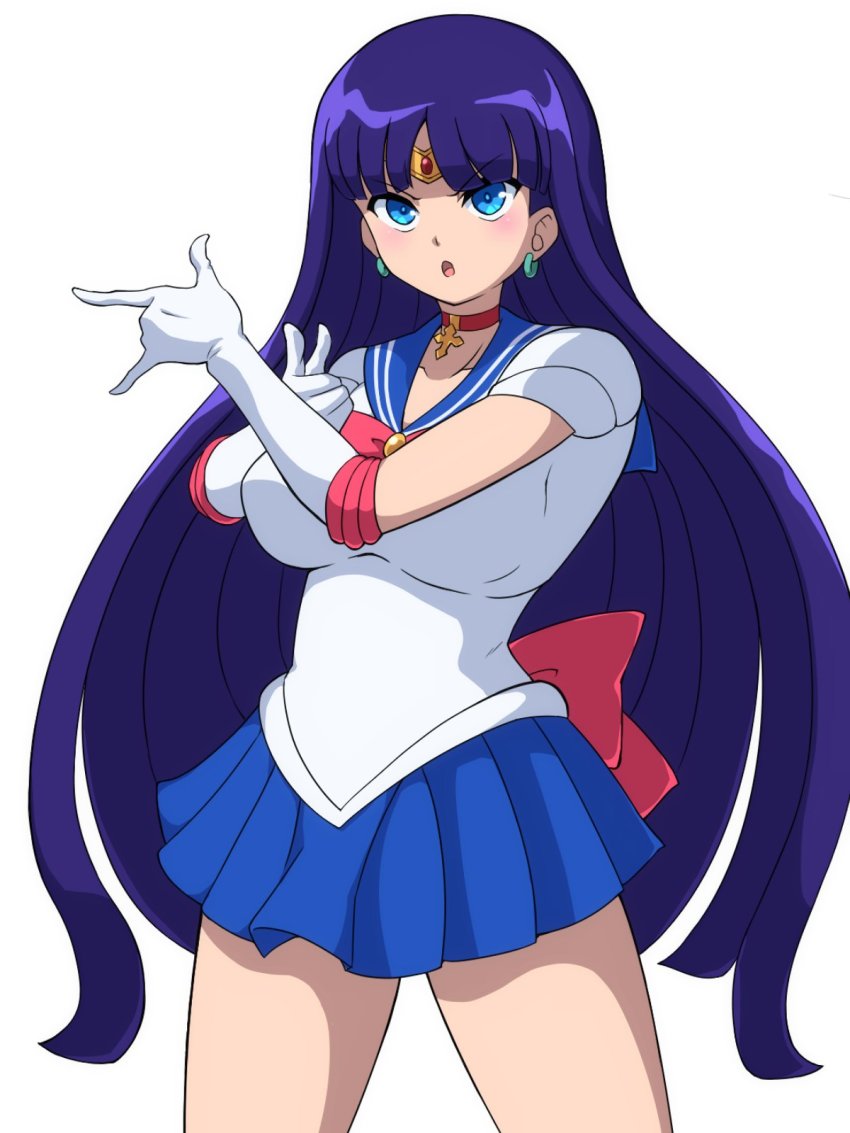 1girl bad_id bad_twitter_id bishoujo_senshi_sailor_moon blue_eyes blue_sailor_collar blush bow breasts choker cosplay cowboy_shot earrings elbow_gloves fate/grand_order fate_(series) female_focus gloves highres jewelry kerriaria large_breasts long_hair looking_at_viewer magical_girl martha_(fate) red_bow red_choker sailor_collar sailor_moon sailor_moon_(cosplay) sailor_senshi_uniform skirt solo very_long_hair white_gloves