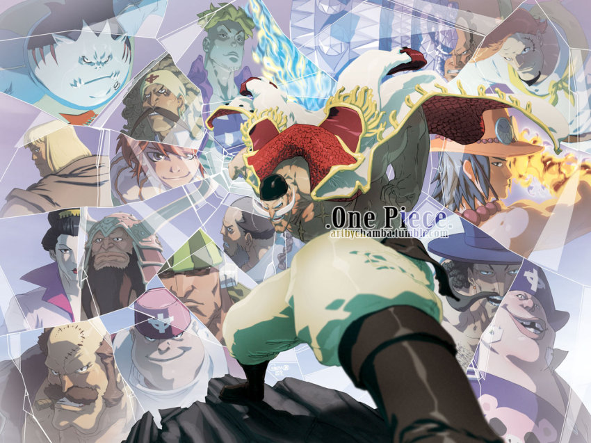 bandana beard black_hair blamenco blenheim blonde_hair blue_fire blue_skin brown_hair chamba cigar clenched_hand colored_skin curiel_(one_piece) dreadlocks edward_newgate everyone facial_hair fighting_stance fire flower_sword_vista fossa_(one_piece) gills haruta_(one_piece) hat headphones helmet izou_(one_piece) jewelry jolly_roger jozu_(one_piece) kingdew male_focus marco_(one_piece) monster_boy multiple_boys muscular mustache namur_(one_piece) necklace one_piece orange_hair pirate pirate_hat pompadour portgas_d._ace rakuyou_(one_piece) scar smile smiley_face speed_jiru tattoo thatch_(one_piece) top_hat topless_male white_hair