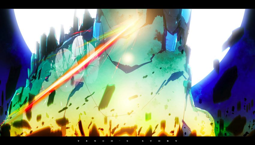 beam destruction full_moon highres letterboxed moon night no_humans siirakannu sky