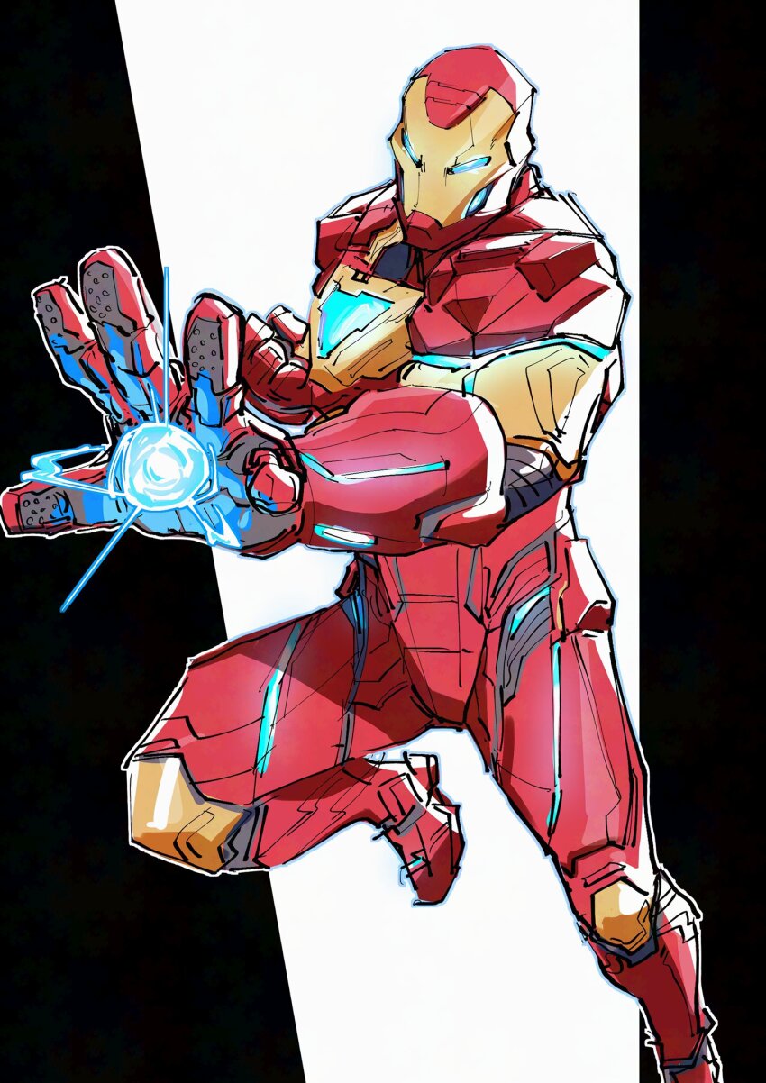 1boy arc_reactor armor avengers_(series) full_armor helmet highres iron_man iron_man_(series) male_focus marvel marvel_rivals multicolored_armor power_armor red_armor solo superebiseeeen superhero_costume yellow_armor