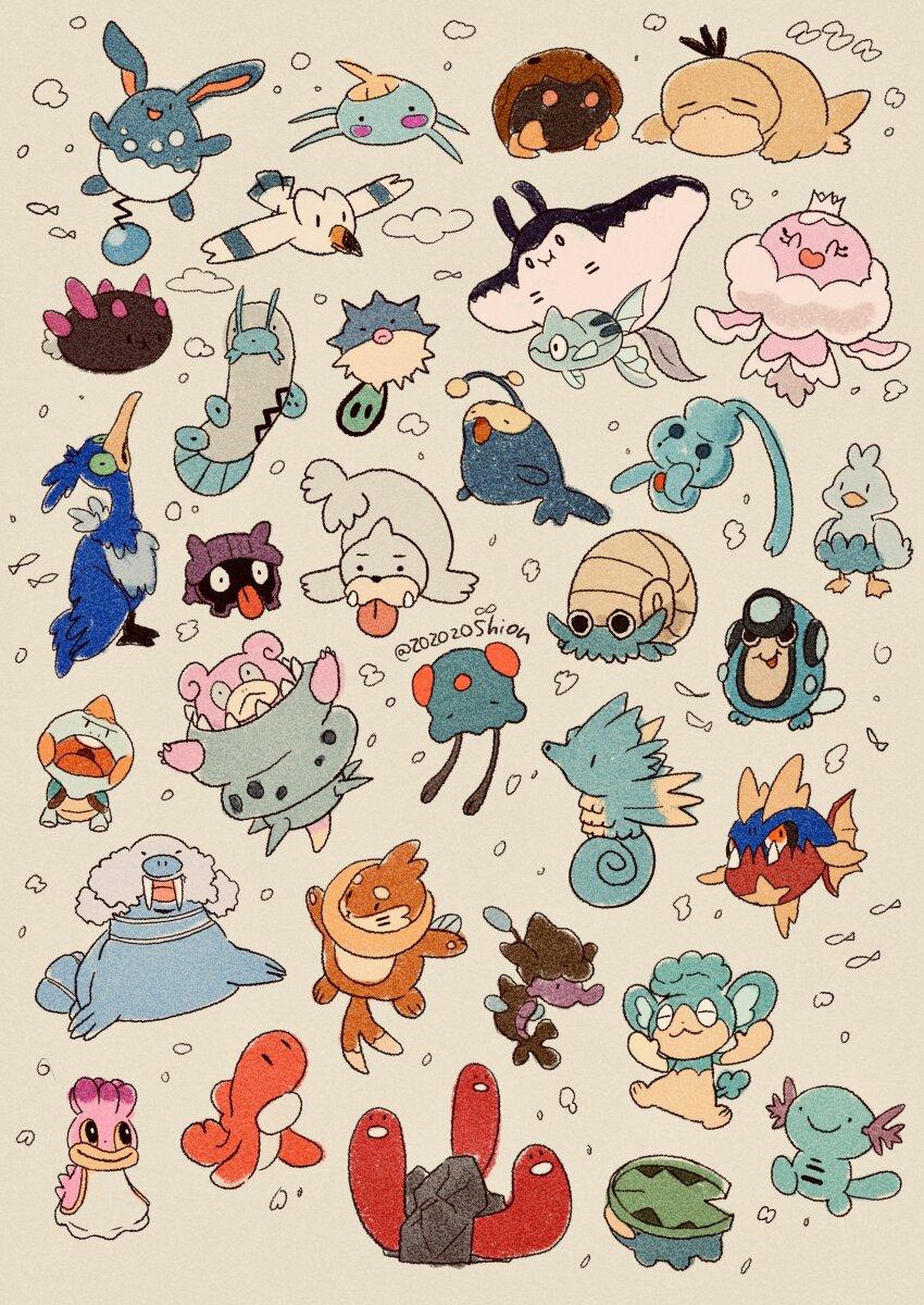 :&lt; :3 :p ^_^ absurdres azumarill barboach beak bird blush_stickers bug buizel carvanha character_request chewtle closed_eyes closed_mouth colored_skin commentary_request cramorant creature duck ducklett eyelashes fish flying gen_1_pokemon gen_2_pokemon gen_3_pokemon gen_4_pokemon gen_5_pokemon gen_6_pokemon gen_7_pokemon gen_8_pokemon green_eyes head_back highres jellicent jellicent_(female) jellyfish kabuto_(pokemon) lanturn legendary_pokemon looking_up lotad lying manaphy mantine mega_pokemon mega_slowbro mudkip mythical_pokemon nintendo no_humans omanyte on_stomach open_mouth outstretched_arms palpitoad panpour pink_skin pokemon pokemon_(creature) psyduck pyukumuku qwilfish red_eyes remoraid seadra seel shellder shellos shellos_(east) skrelp sleeping slowbro smile surskit swimming tatsugiri tatsugiri_(curly) teeth tentacool tongue tongue_out tusks upper_teeth_only walrein wings wingull wooper wugtrio zozozoshion