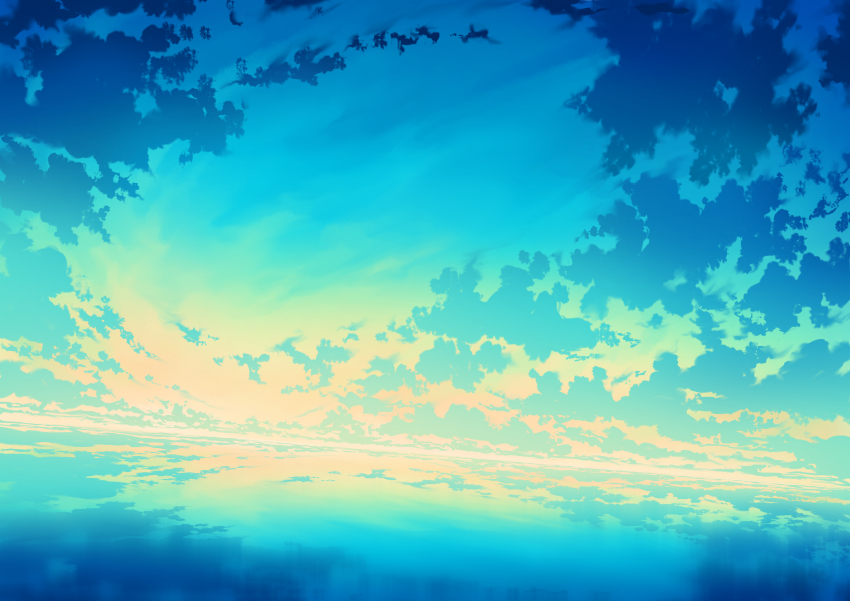 absurdres cloud cloudy_sky commentary_request day gradient_sky highres horizon mitsukasa no_humans ocean original outdoors reflection reflective_liquid sky sky_focus