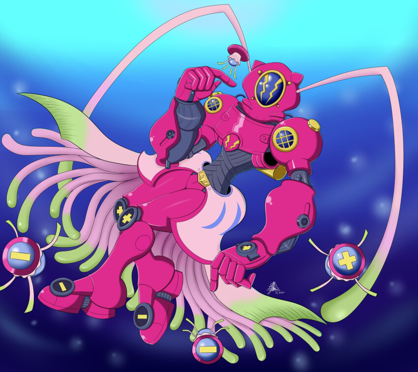 amphimon android armor digimon digimon_(creature) diving_suit full_armor gynoid highres mecha_girl robot_girl