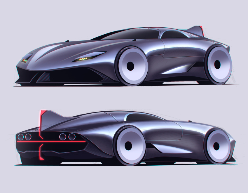 car reference_sheet glowing grey_background grey_car kai55 motor_vehicle multiple_views no_humans original shadow sports_car vehicle_focus