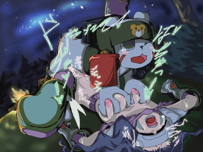 absurdres chackmon digimon digimon_(creature) digimon_frontier fairimon gloves head_wings highres long_hair mask sex size_difference vaginal wings