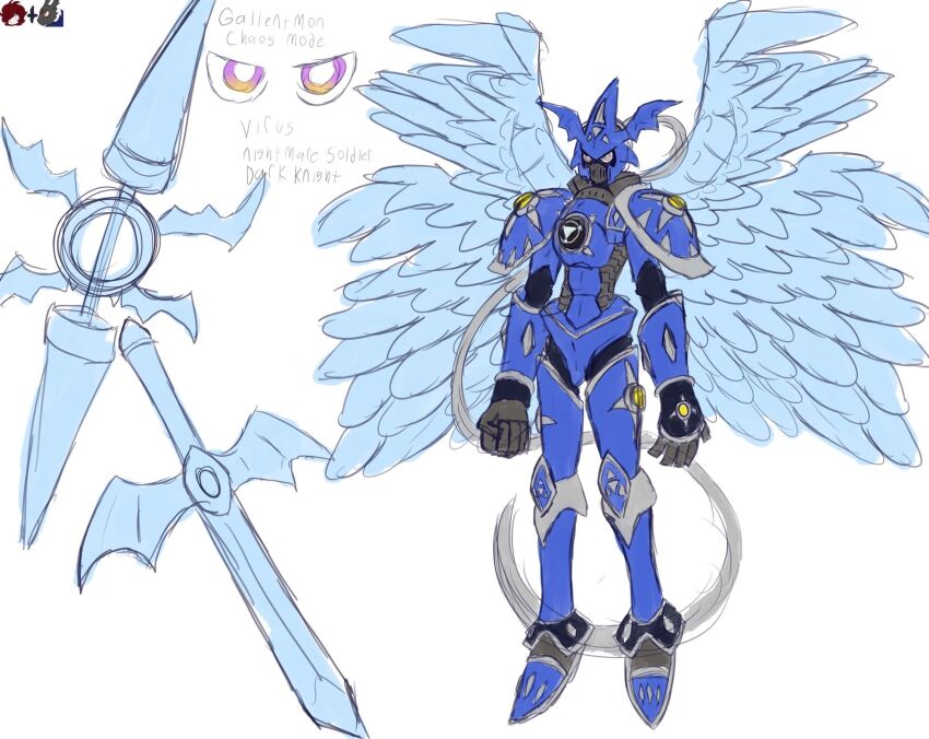 armor chaosdukemon digimon digimon_(creature) digital_hazard dukemon_chaos_mode full_armor highres lance polearm solo weapon wings
