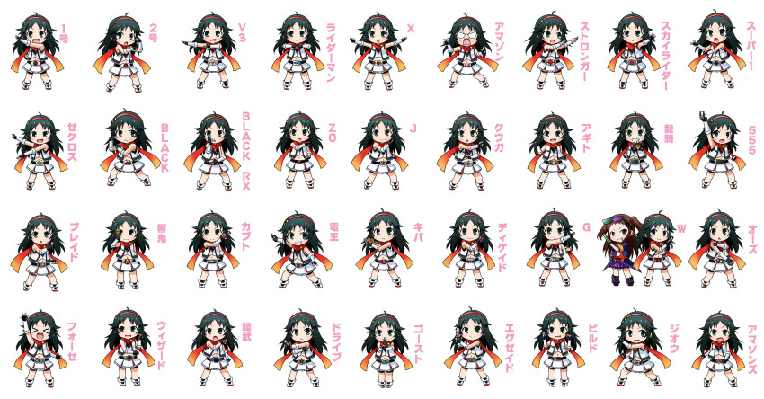 &gt;_&lt; 2girls :d &gt;_&lt; ahoge akou_roushi astro_switch bare_shoulders belt belt-san brown_hair buckle card cellphone core_medal fullbottle gaia_memory gashat green_eyes green_hair grey_eyes grin hairband highres idolmaster idolmaster_cinderella_girls jewelry kabuto_zecter kamen_rider kamen_rider_(1st_series) kamen_rider_1 kamen_rider_2 kamen_rider_555 kamen_rider_agito kamen_rider_agito_(series) kamen_rider_amazon kamen_rider_amazon_(series) kamen_rider_amazons kamen_rider_black kamen_rider_black_(series) kamen_rider_black_rx_(series) kamen_rider_blade kamen_rider_blade_(series) kamen_rider_build kamen_rider_build_(series) kamen_rider_dcd kamen_rider_decade kamen_rider_den-o kamen_rider_den-o_(series) kamen_rider_double kamen_rider_drive kamen_rider_drive_(series) kamen_rider_ex-aid kamen_rider_ex-aid_(series) kamen_rider_faiz kamen_rider_fourze kamen_rider_fourze_(series) kamen_rider_g kamen_rider_gaim kamen_rider_gaim_(series) kamen_rider_ghost kamen_rider_ghost_(series) kamen_rider_hibiki kamen_rider_hibiki_(series) kamen_rider_j kamen_rider_j_(movie) kamen_rider_kabuto kamen_rider_kabuto_(series) kamen_rider_kiva kamen_rider_kiva_(series) kamen_rider_kuuga kamen_rider_kuuga_(series) kamen_rider_ooo kamen_rider_ooo_(series) kamen_rider_ryuki kamen_rider_ryuki_(series) kamen_rider_shin kamen_rider_stronger kamen_rider_stronger_(series) kamen_rider_super-1 kamen_rider_super-1_(series) kamen_rider_v3 kamen_rider_v3_(series) kamen_rider_w kamen_rider_wizard kamen_rider_wizard_(series) kamen_rider_x kamen_rider_x_(series) kamen_rider_zi-o kamen_rider_zi-o_(series) kamen_rider_zo kamen_rider_zx kivat-bat_iii koseki_reina lock_seed multiple_girls nanjo_hikaru new_kamen_rider open_mouth outstretched_arm outstretched_arms phone rider_belt ring scarf sharp_teeth shin_kamen_rider_prologue skirt skyrider smile smirk sunglasses teeth tuning_fork two_side_up vest xd