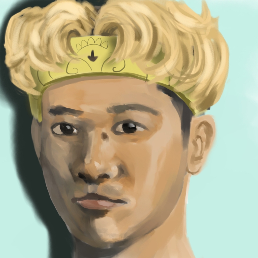 1boy bandana blonde_hair highres male_focus manatsu_no_yo_no_inmu ryuchell yajuu_senpai yellow_bandana