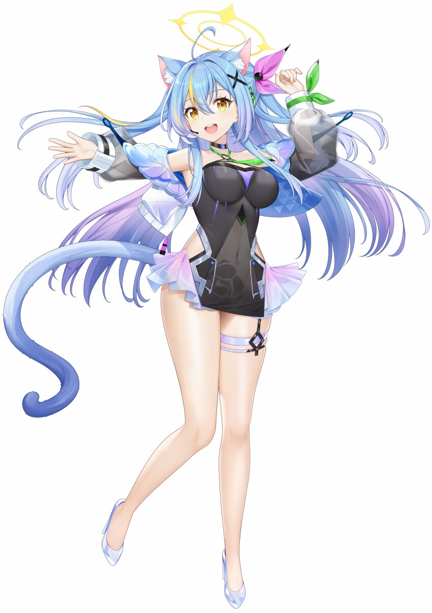 1girl absurdres breasts cat_girl cybermyth godsoul highres leotard non-web_source smile solo tail