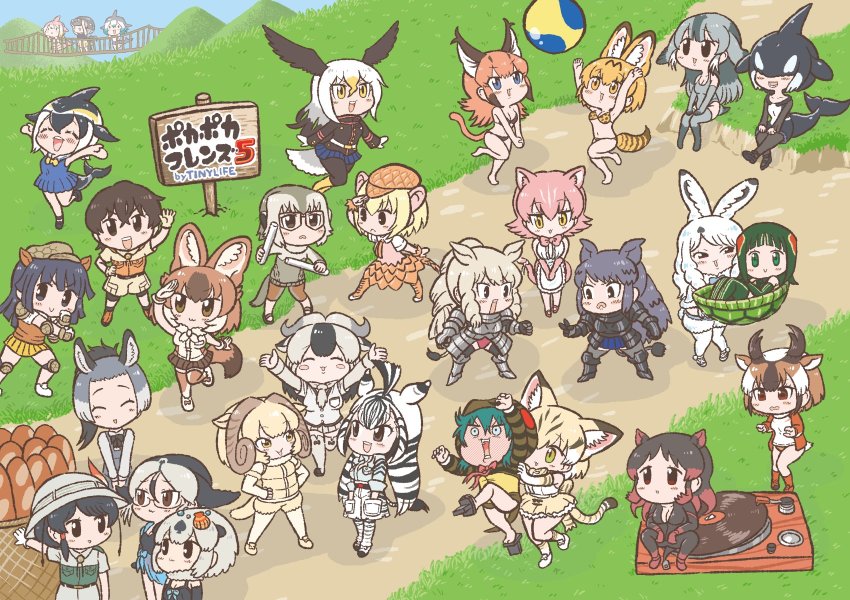 1boy 6+girls :&gt; :3 ^_^ animal_ears animal_print apron aqua_hair arctic_hare_(kemono_friends) arm_up armadillo_ears armadillo_tail armor armored_boots arms_up artist_name bald_eagle_(kemono_friends) ball bare_arms bare_legs basket bearded_seal_(kemono_friends) binoculars bird_tail bird_wings black_eyes black_hair black_rhinoceros_(kemono_friends) blonde_hair blowhole blue_eyes blue_wildebeest_(kemono_friends) blush blush_stickers boots bow bowtie bread breast_pocket breastplate broken brown_eyes brown_hair buruma c: california_sea_lion_(kemono_friends) californian_sea_otter_(kemono_friends) captain_(kemono_friends) captain_(kemono_friends_3) caracal_(kemono_friends) carrying cat_ears cat_tail catsuit cetacean_tail chapman&#039;s_zebra_(kemono_friends) chibi chinese_white_dolphin_(kemono_friends) closed_eyes closed_mouth common_bottlenose_dolphin_(kemono_friends) common_dolphin_(kemono_friends) day dhole_(kemono_friends) dog_ears dog_tail donkey_(kemono_friends) donkey_ears dorsal_fin dress elbow_gloves elbow_pads extra_ears fingerless_gloves fins fish_tail food full-face_blush fur_collar furrowed_brow gauntlets geta giant_armadillo_(kemono_friends) giant_pangolin_(kemono_friends) glasses gloves grass green_hair grey_hair hair_between_eyes hair_ornament hair_over_eyes hand_on_own_hip hands_in_pockets hands_on_own_hips hat hat_feather head_fins head_wings helmet high_ponytail highres hippopotamus_(kemono_friends) hippopotamus_ears holding hood hood_up hoodie horizontal_pupils horns jacket kemono_friends kemono_friends_3 knee_pads kotobuki_(tiny_life) layered_sleeves light_brown_hair long_hair long_sleeves looking_afar looking_at_another looking_at_viewer medium_hair meerkat_(kemono_friends) meerkat_ears meerkat_tail multicolored_hair multiple_girls narwhal_(kemono_friends) one-piece_swimsuit open_mouth orca_(kemono_friends) otter_ears outdoors outstretched_arms pangolin_ears pangolin_tail panther_ears panther_tail pantyhose pantyhose_under_shorts parted_bangs peach_panther_(kemono_friends) phonograph pink_hair pith_helmet platinum_blonde_hair playing_games pocket ponytail print_shirt pronghorn_(kemono_friends) rabbit_ears rabbit_tail red-eared_slider_(kemono_friends) red_hair rhinoceros_ears rhinoceros_tail sand_cat_(kemono_friends) seal_tail serval_(kemono_friends) serval_tail sheep_(kemono_friends) sheep_ears sheep_horns sheep_tail shirt shoes short_dress short_over_long_sleeves short_sleeves shorts sign sitting skirt sleeveless sleeveless_dress sleeveless_shirt smile snake_tail standing striped_clothes striped_hoodie sweater swimsuit tail thighhighs tickling tickling_armpits tsuchinoko_(kemono_friends) turtle_shell v-shaped_eyebrows v_arms vinyl_record white_hair white_rhinoceros_(kemono_friends) wings wrist_cuffs yellow_eyes zebra_ears zebra_print zebra_tail zettai_ryouiki