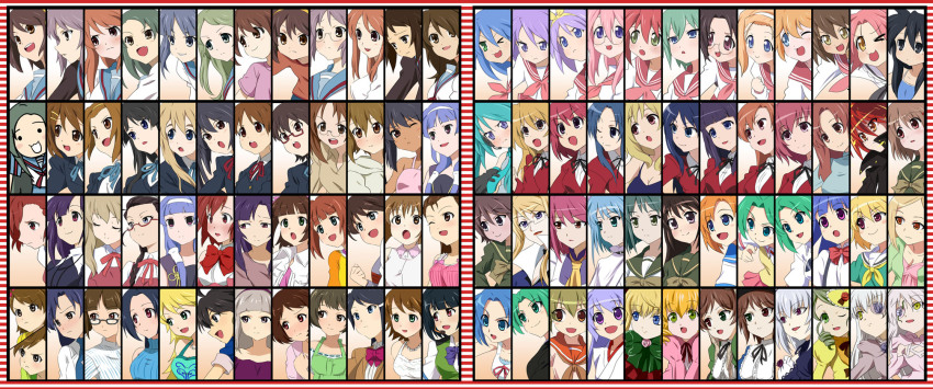 6+girls aged_down aged_up aisaka_taiga akiyama_mio akizuki_ritsuko akizuki_ryo amami_haruka angry annotated aoba_tsugumi asahina_mikuru asahina_mikuru_(adult) asakura_ryoko awakened_miki bad_id bad_pixiv_id barasuishou black_hair blonde_hair blue_eyes blue_hair blush brown_hair character_request character_select churuya closed_eyes cosplay embarrassed eyepatch fang furude_rika futami_ami futami_mami ganaha_hibiki gender_request genderswap glasses green_eyes green_hair hagiwara_yukiho hanyuu hatsune_miku hatsune_miku_(cosplay) hecate_(shakugan_no_shana) hidaka_ai highres higurashi_no_naku_koro_ni hiiragi_kagami hiiragi_tsukasa hinaichigo hirai_yukari hirasawa_ui hirasawa_yui hoshii_miki houjou_satoko idolmaster idolmaster_(classic) idolmaster_dearly_stars ikari_manatsu iwasaki_minami izumi_konata k-on! kanaria kannagi kanou_sakura kanou_sumire kashii_nanako kawashima_ami kihara_maya kikuchi_makoto kimidori_emiri kimiyoshi_natsumi kimura_takako kirakishou kisaragi_chihaya kobayakawa_yutaka kogami_akira koigakubo_yuri koizumi_itsuki_(female) konoe_fumina kotobuki_tsumugi kurokona kusakabe_misao kushieda_minori kyon_no_imouto kyonko lucky_star manabe_nodoka margery_daw minase_iori minegishi_ayano miura_azusa mizutani_eri multiple_girls nagato_yuki nagi nakano_azusa ogata_matake one_eye_closed ookouchi_shino orange_hair otonashi_kotori patricia_martin pink_hair purple_eyes purple_hair red_eyes red_hair ribbon rozen_maiden ryuuguu_rena shakugan_no_shana shana shijou_takane shinku siblings silver_hair sisters sonozaki_akane sonozaki_mion sonozaki_shion souseiseki suigintou suiseiseki suzumiya_haruhi suzumiya_haruhi_(young) suzumiya_haruhi_no_yuuutsu suzushiro_hakua tainaka_ritsu takano_miyo takara_miyuki takasu_yasuko takatsuki_yayoi tamura_hiyori tan toradora! tsuruya twins vocaloid wilhelmina_carmel wink yamanaka_sawako yoshida_kazumi zange