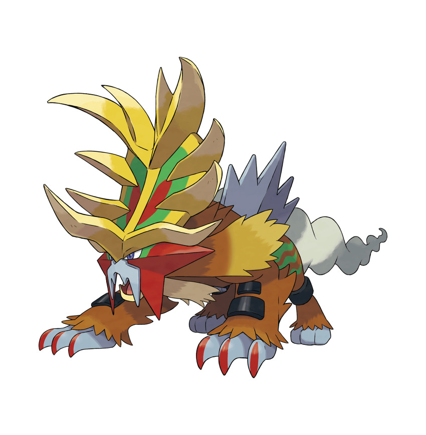 animal_focus artist_request blue_eyes claws full_body gouging_fire grey_outline highres nintendo no_humans official_art open_mouth outline pokemon pokemon_(creature) pokemon_focus pokemon_sv solo third-party_source transparent_background v-shaped_eyes white_outline