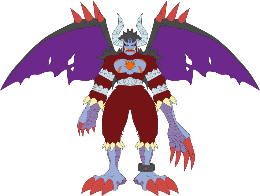1boy claws demon_(digimon) digimon digimon_(creature) highres horns male_focus sharp_teeth solo spikes teeth wings
