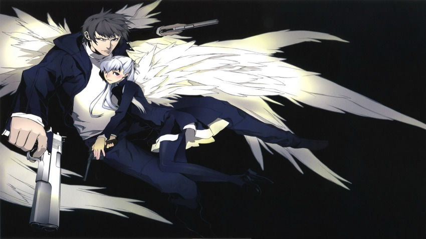 angelos_armas gun henri highres miwa_shirow weapon weapons wings