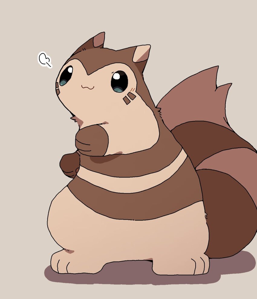 animal_ears black_eyes brown_background brown_fur furret gen_2_pokemon highres kemosuk light_smile long_tail nintendo no_humans pokemon pokemon_(creature) shadow simple_background standing tail