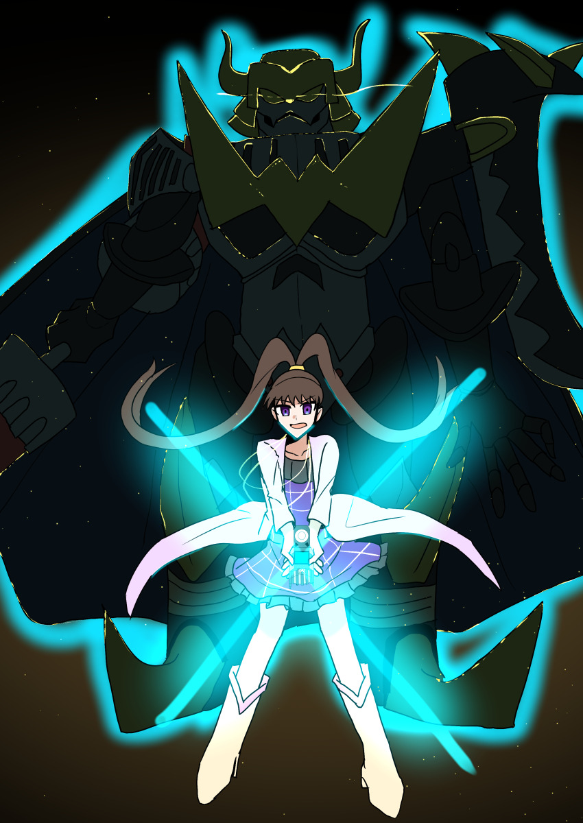 absurdres amano_nene_(digimon_xros_wars) darkknightmon digimon digimon_xros_wars hair_ornament hairclip highres long_hair ponytail split_ponytail