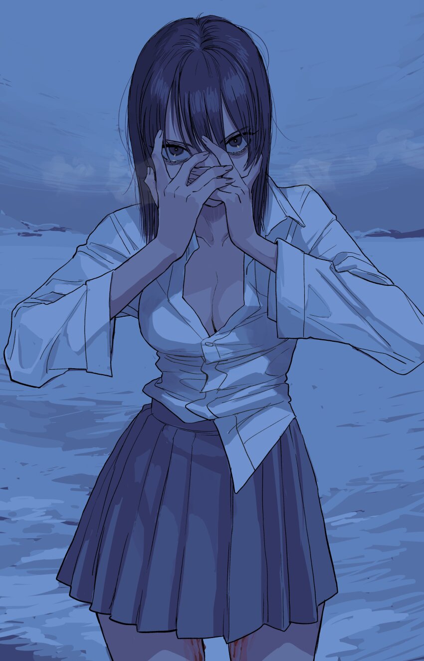 1girl breasts cleavage girls_und_panzer katsuoboshi looking_at_viewer mika_(girls_und_panzer) skirt tagme