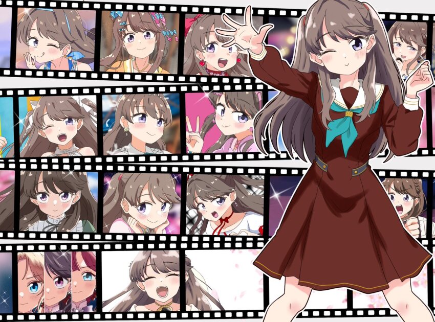 &gt;:) 3girls annotated anyoji_hime aurora_flower_(love_live!) bare_shoulders blonde_hair blue_eyes braid brown_hair collage commentary_request dakishimeru_hanabira do!_do!_do!_(love_live!) dream_believers earrings fanfare!!!_(love_live!) film_reel fujishima_megumi half_up_braid happy_shijo_shugi! heart heart_earrings identity_(love_live!) itsudemo_itsumademo_(love_live!) japanese_clothes jewelry kanzaki_gou kimono link!_like!_love_live! link_to_the_future_(love_live!) long_hair love_live! milk_(love_live!) mira-cra_park! miracreation/elegance multiple_girls multiple_views natsumeki_pain official_alternate_costume orange_kimono osawa_rurino pink_hair purple_eyes side_braid tsubasa_la_liberte two_side_up v-shaped_eyebrows virtual_youtuber