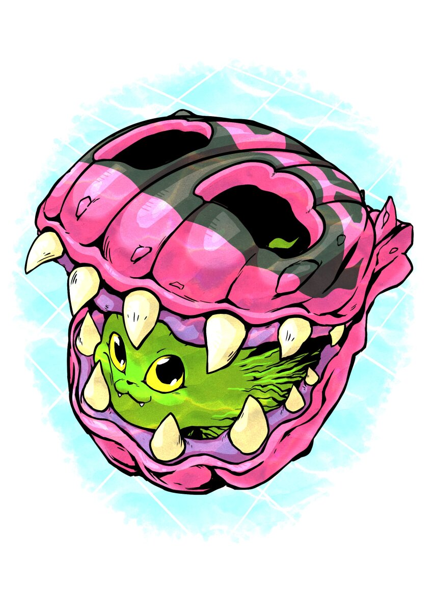 absurdres black_eyes digimon digimon_(creature) fangs happy highres shakomon smile solo