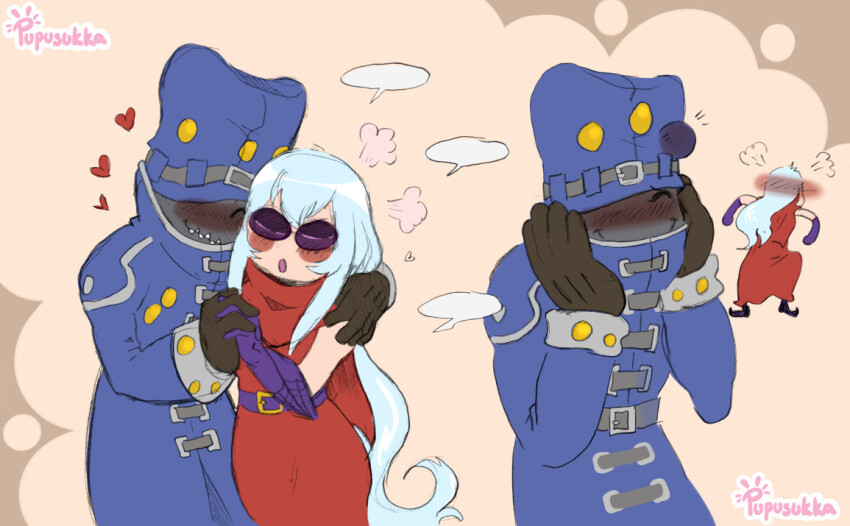 archnemon belt blue_hair digimon digimon_(creature) digimon_adventure_02 glasses hat lipstick long_hair makeup mummymon yellow_eyes