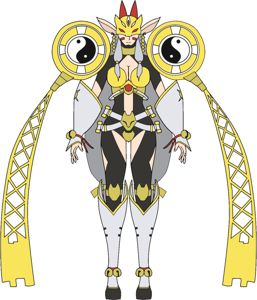 1girl armor digimon digimon_(creature) female_focus highres sakuyamon sakuyamon_x-antibody solo yin_yang